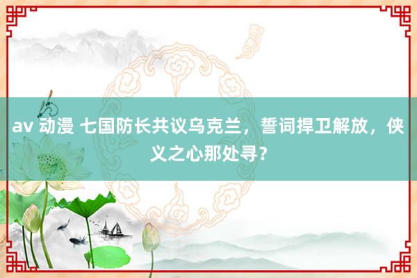 av 动漫 七国防长共议乌克兰，誓词捍卫解放，侠义之心那处寻？
